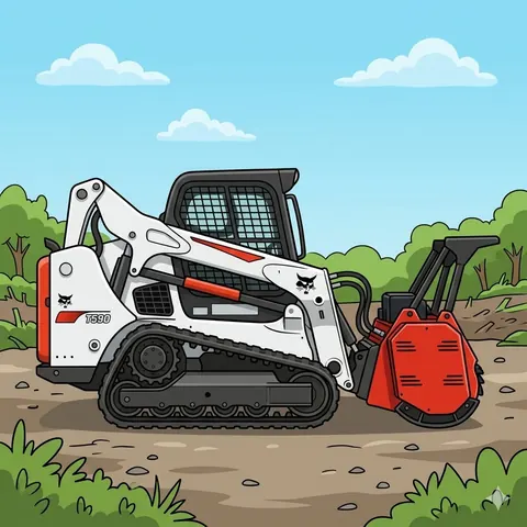 Bobcat T590 tracked skid steer with forestry mulcher